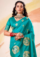 Rama Green Mashru Silk Saree with Blouse Piece  – Adi Akshoy & Co.