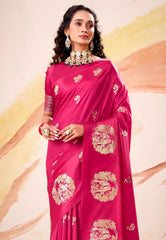 Rani Pink Mashru Silk Saree with Blouse Piece  – Adi Akshoy & Co.