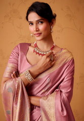 Mauve Tissue Silk Saree with Blouse Piece - Adi Akshoy & Co.