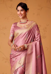 Mauve Tissue Silk Saree with Blouse Piece - Adi Akshoy & Co.