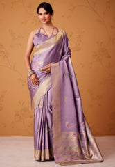 Cross Purple Tissue Silk Saree with Blouse Piece - Adi Akshoy & Co.