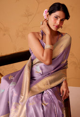 Cross Purple Tissue Silk Saree with Blouse Piece - Adi Akshoy & Co.