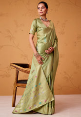 Cross Green Tissue Silk Saree with Blouse Piece - Adi Akshoy & Co.