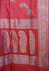 Cross Pink Minakari Kadwa Katan Pure Silk Banarasi Saree with Blouse Piece