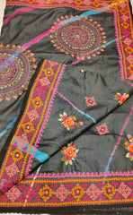 Black Lambani Pure Silk Saree with Blouse Piece