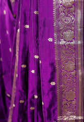 Purple Pure Silk Katan Saree With Blouse Piece